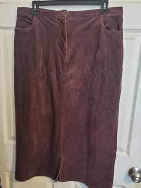 Blair Corduroy Midi Skirt in Chocolate Brown